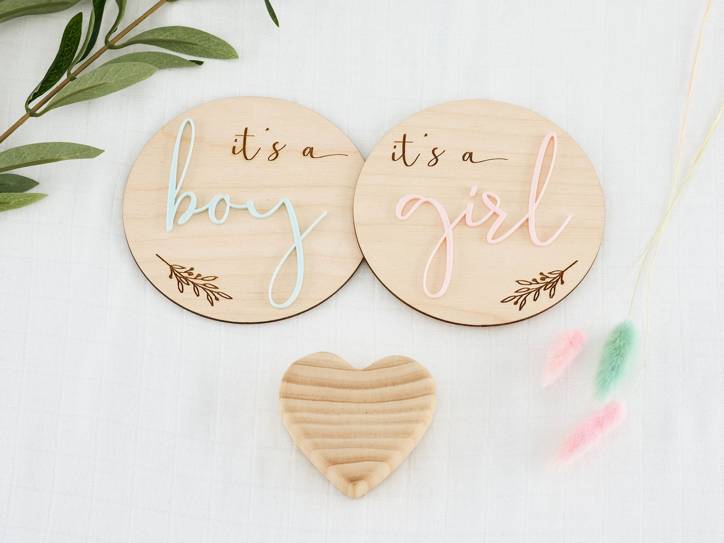 It's A Boy & It's A Girl Plaques - Leaf Miss Ali's