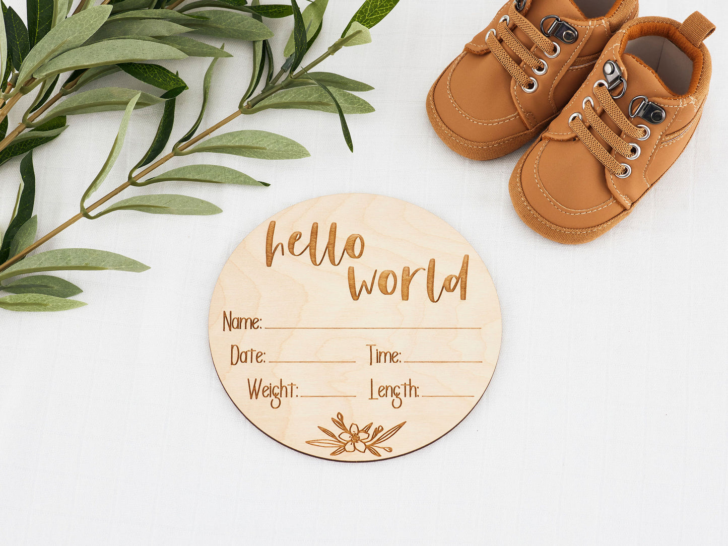 Engraved Birth Announcement - Fill in the details Miss Ali's hello world Floral