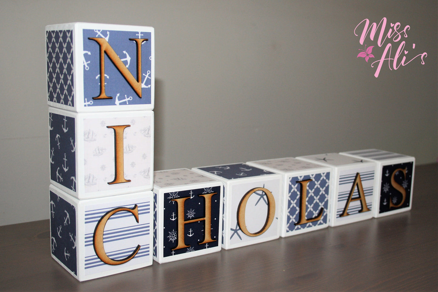 Personalised Baby Name Blocks - Nautical blocks Miss Ali's
