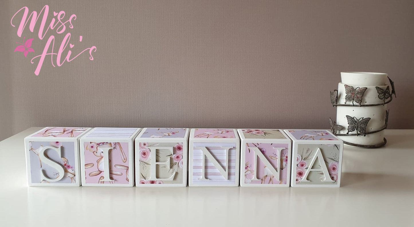 Personalised Baby Name Blocks - Woodland blocks Miss Ali's