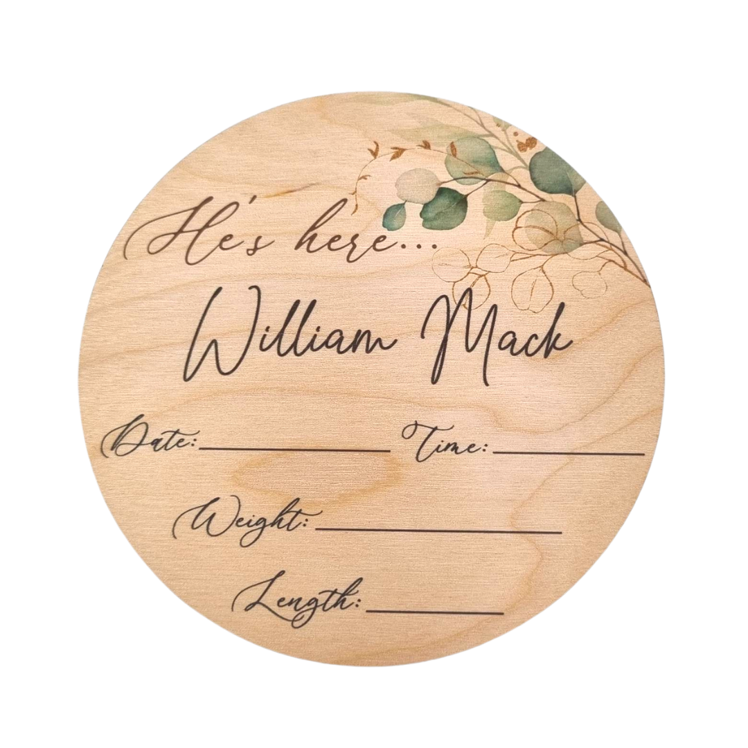 He's here - Personalised fill in the details baby name Miss Ali's