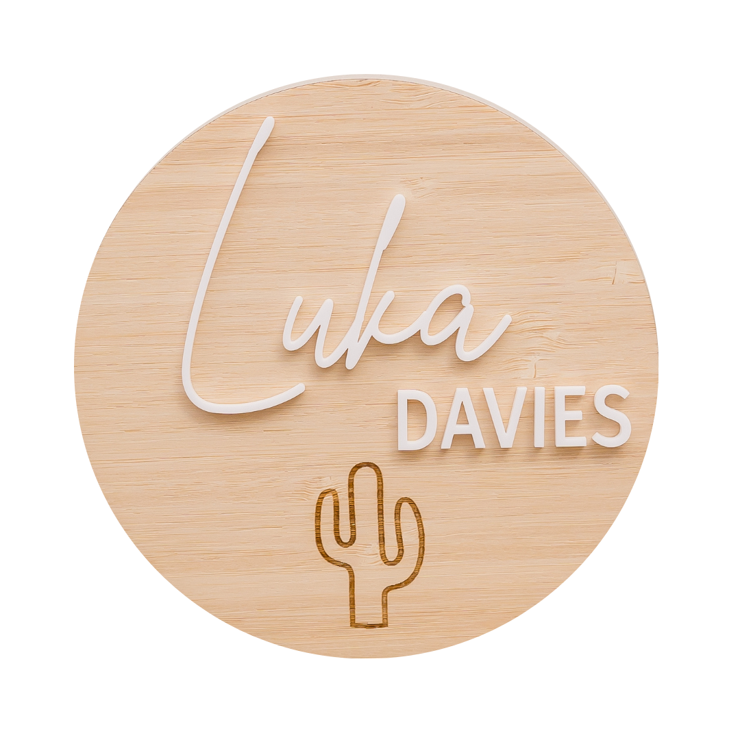 Earth Birth Announcement - Cactus Acrylic baby Miss Ali's