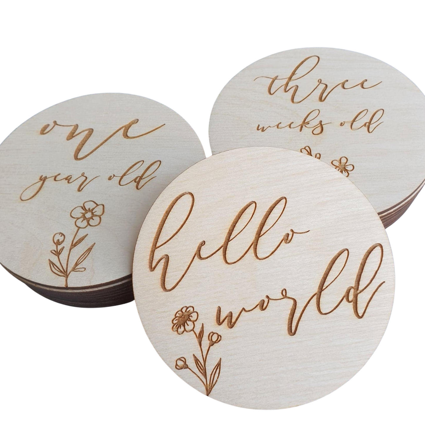 Baby Milestone Wooden Discs - Wildflower Miss Ali's