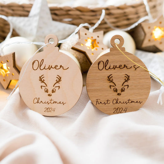 Personalised Christmas Bauble - Reindeer personal xmas Miss Ali's   