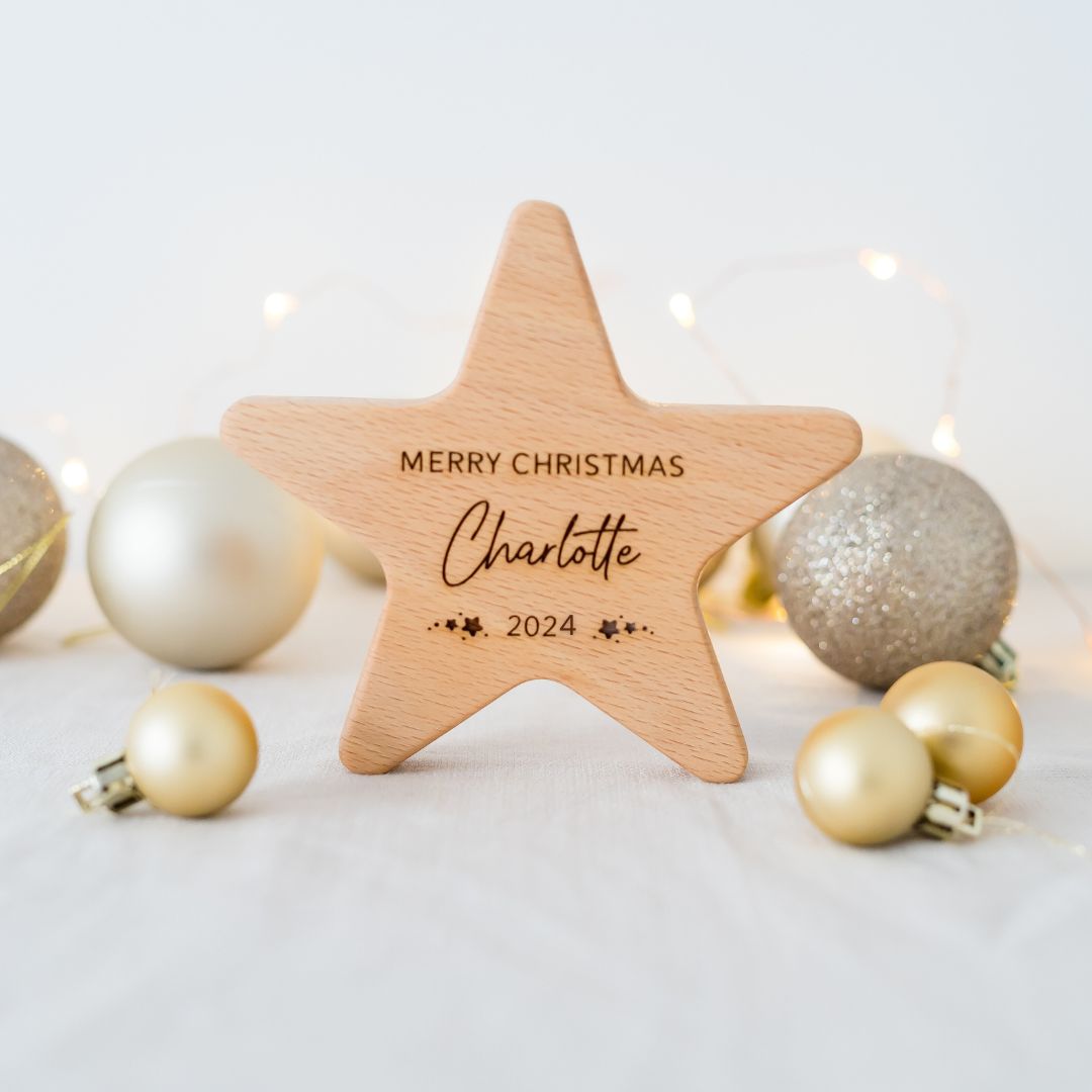 Personalised Wooden Christmas Star personal xmas Miss Ali's   