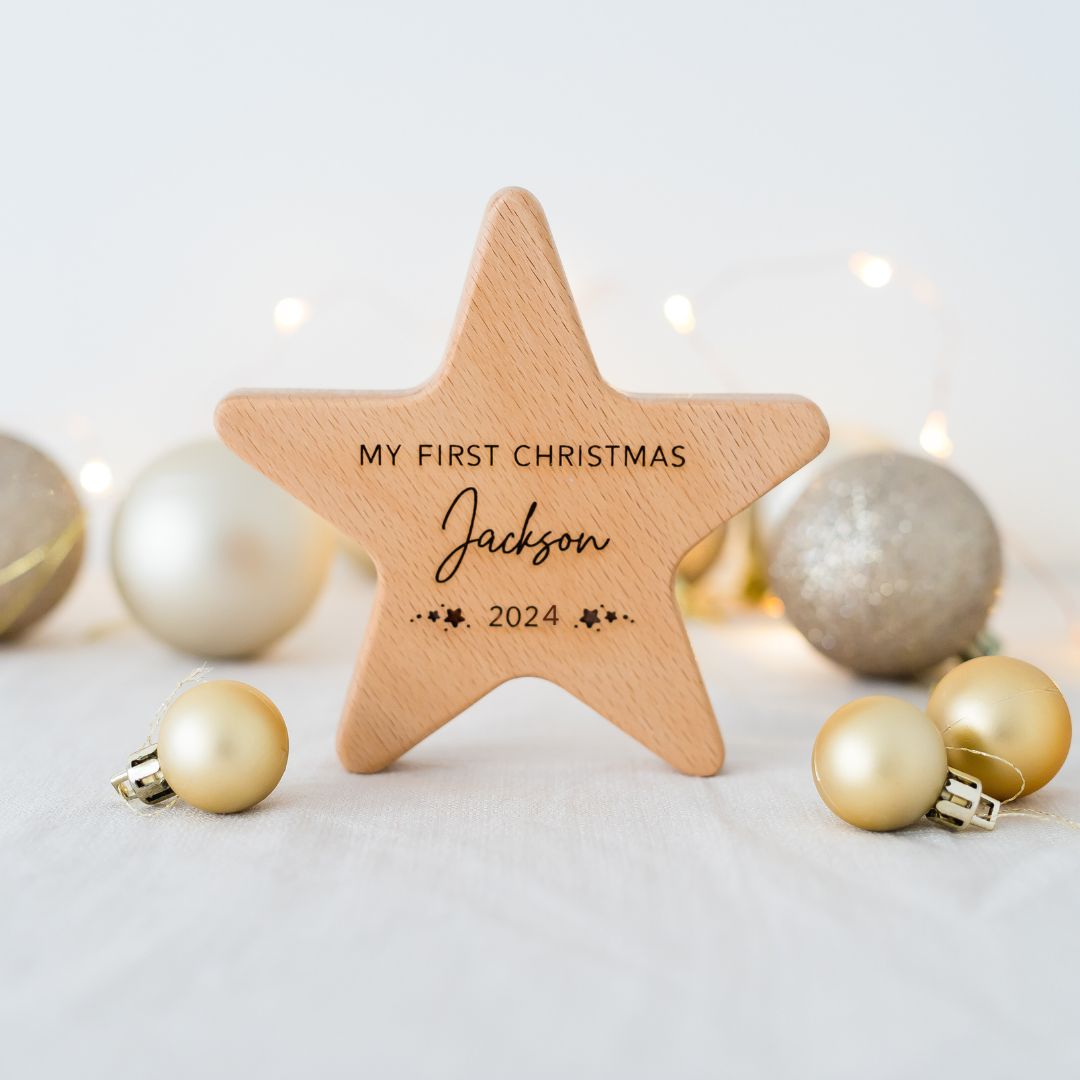 Personalised Wooden Christmas Star personal xmas Miss Ali's   