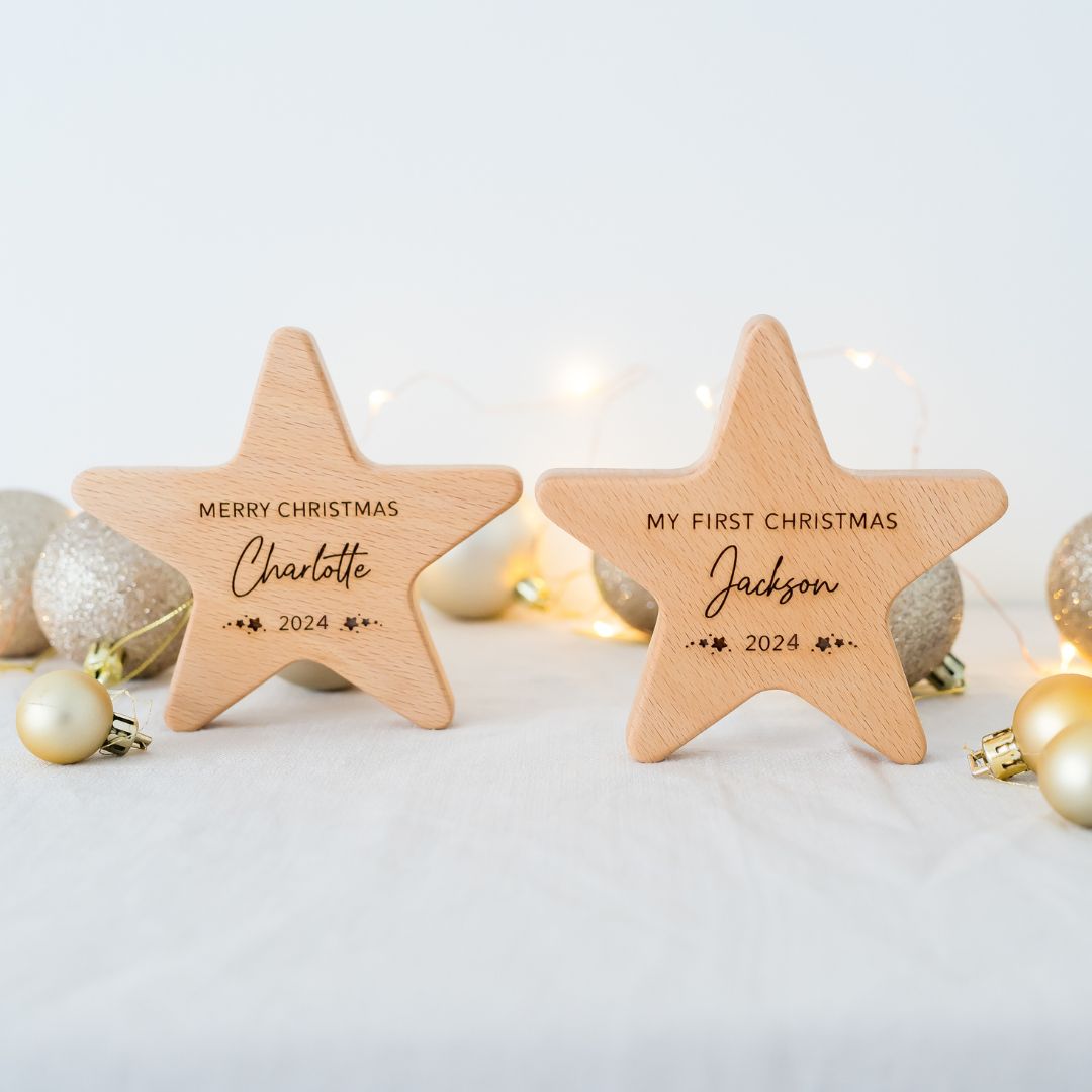 Personalised Wooden Christmas Star personal xmas Miss Ali's   