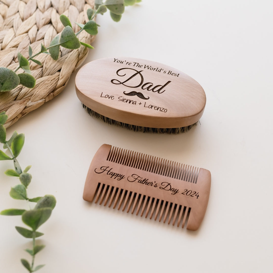 Personalised Beard Brush + Comb Set Beard Set Miss Ali's   