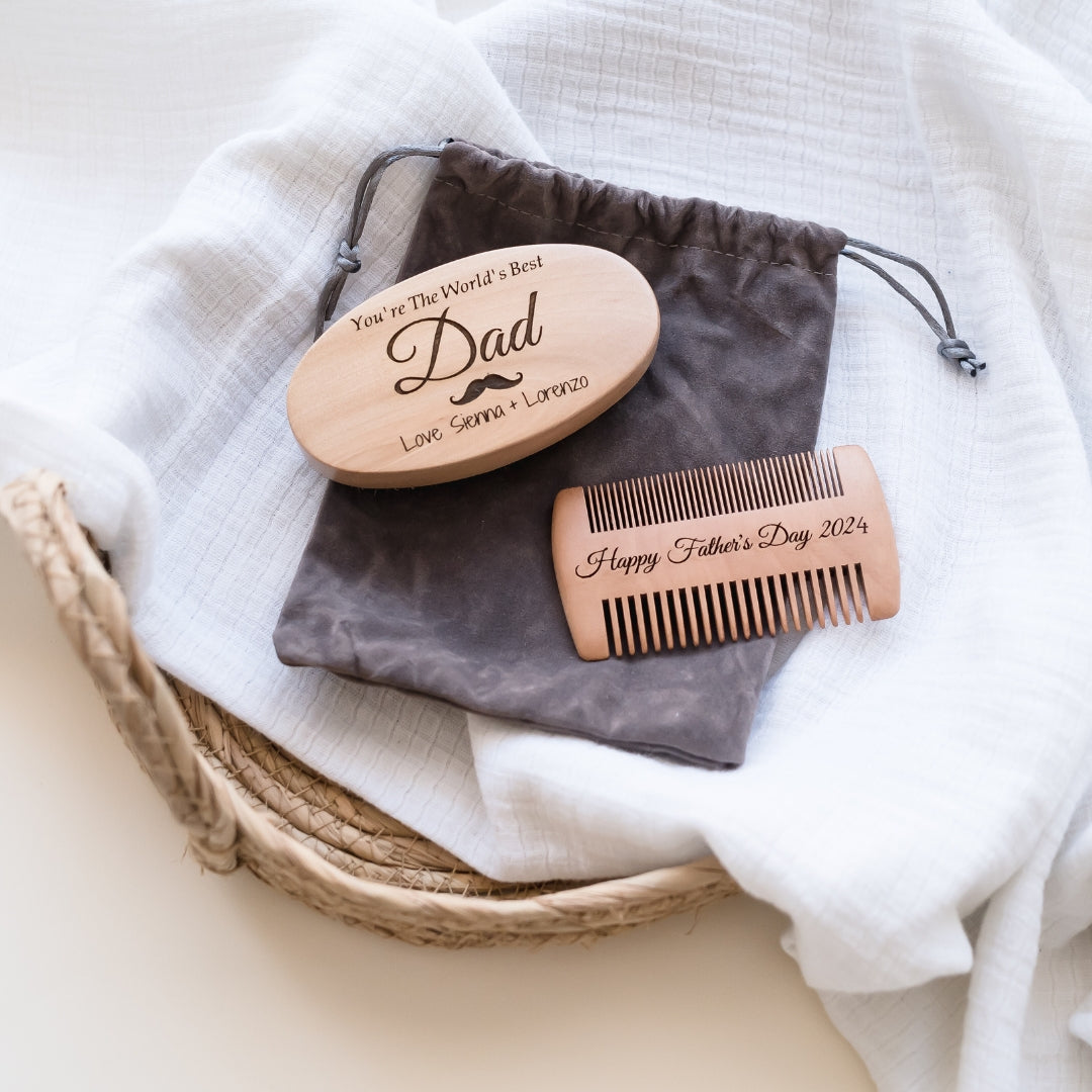 Personalised Beard Brush + Comb Set Beard Set Miss Ali's   