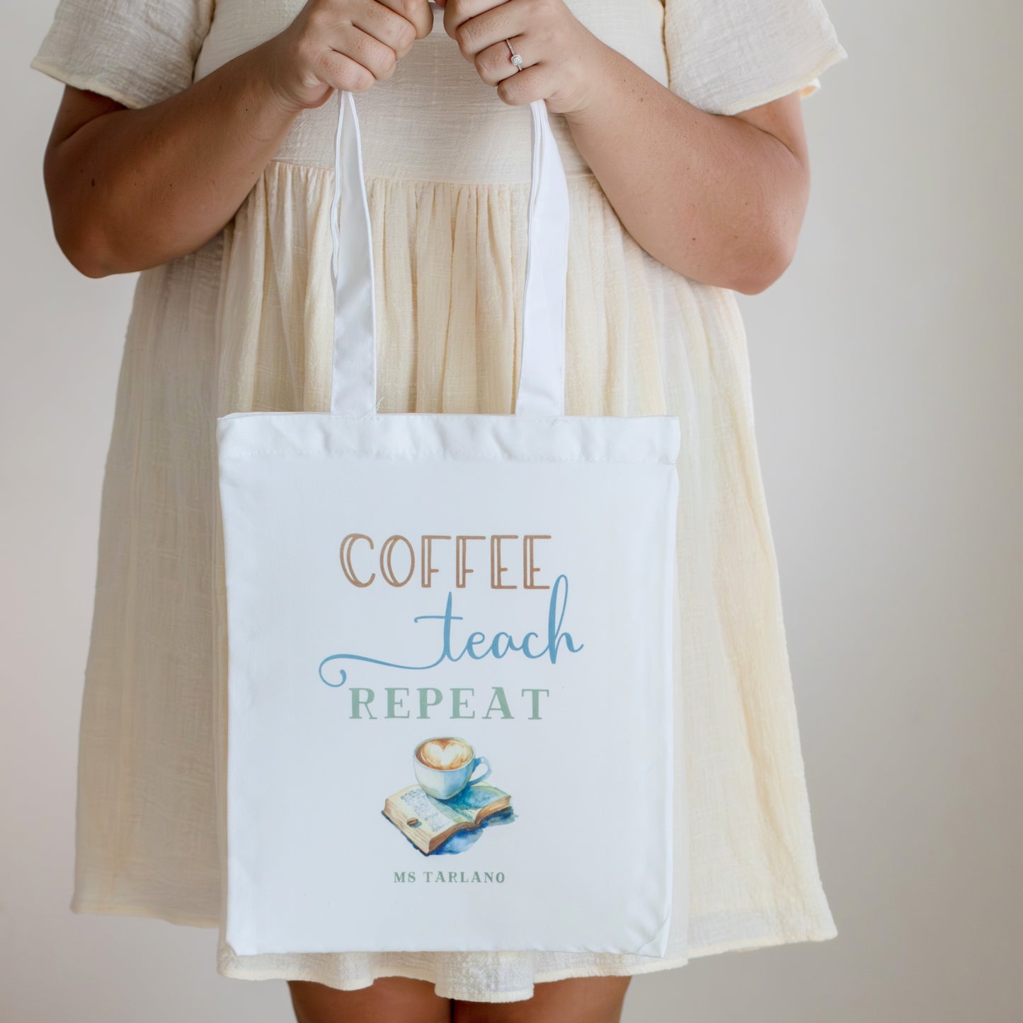 Personalised Teacher Tote Bag teacher name Miss Ali's