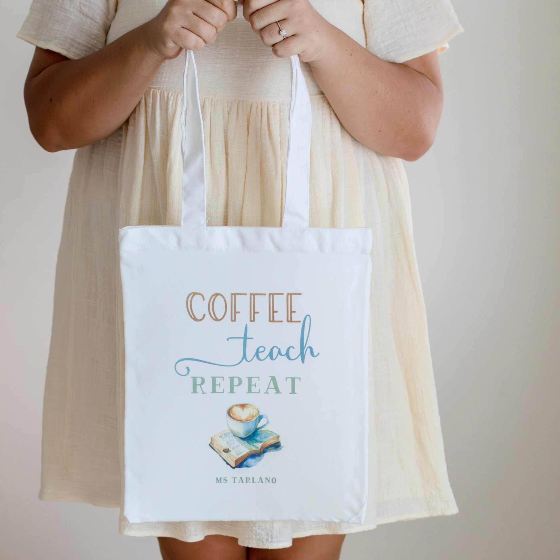 Personalised Teacher Tote Bag teacher name Miss Ali's