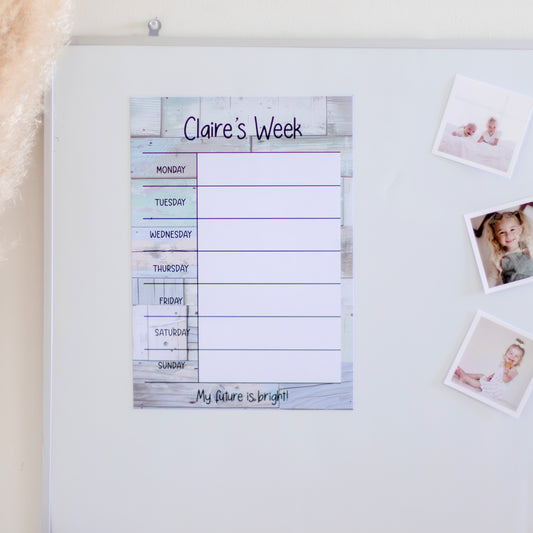 Personalised Weekly Planner for Kids Name Miss Ali's