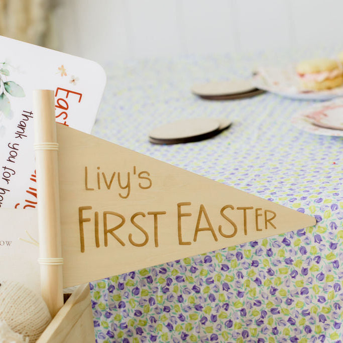 First Easter Wooden Flag personal xmas Miss Ali's