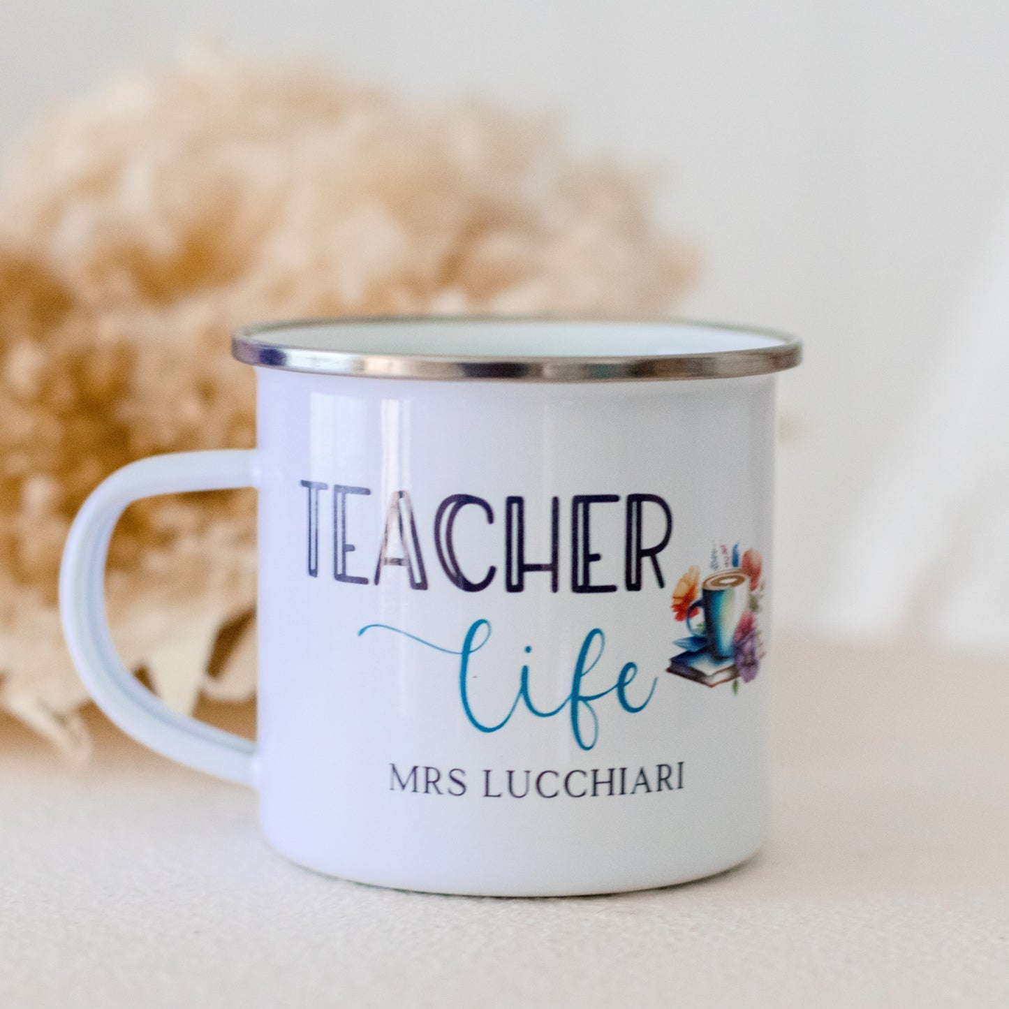 Teacher's Enamel Mug teacher name Miss Ali's   