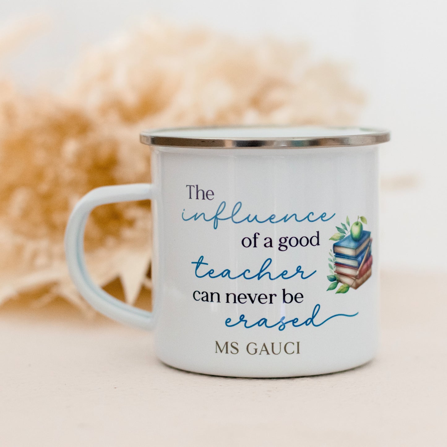 Teacher's Enamel Mug teacher name Miss Ali's   