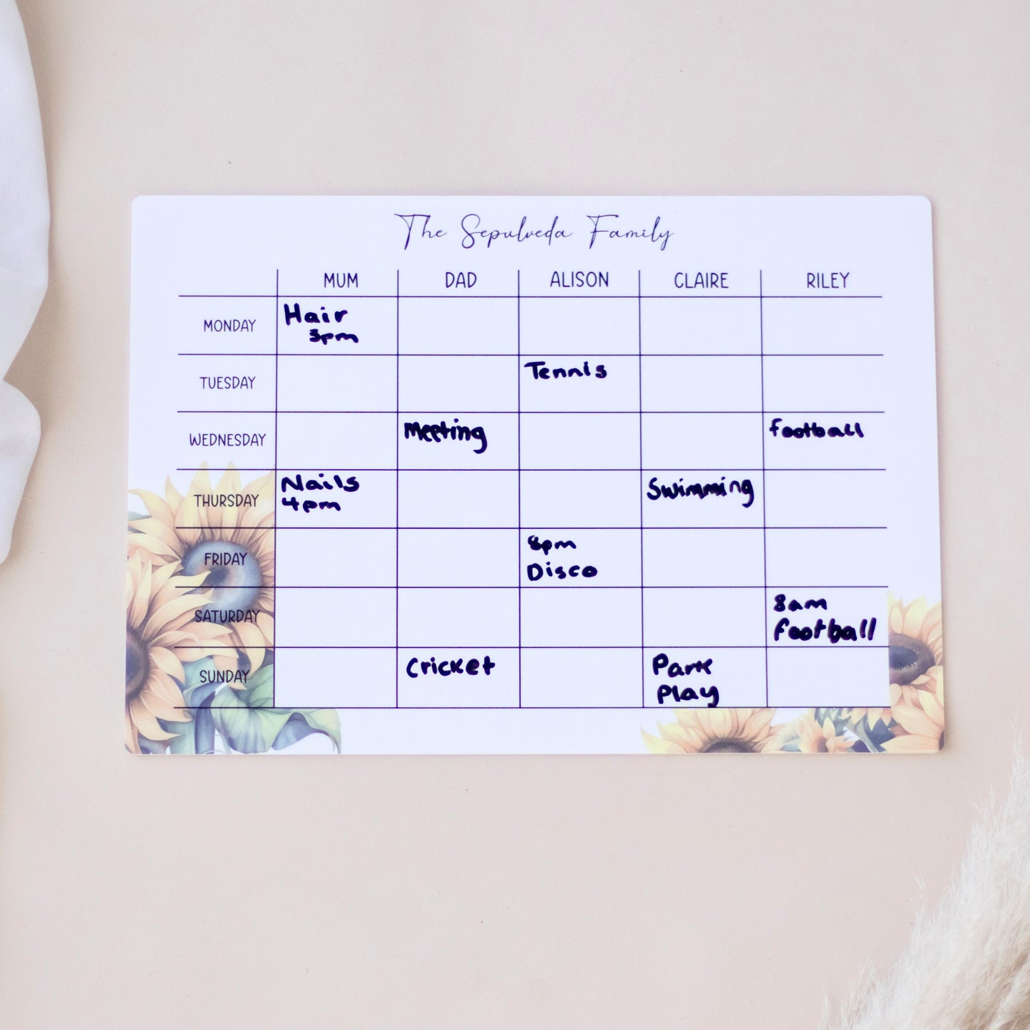 Personalised Family Weekly Planner planner Miss Ali's