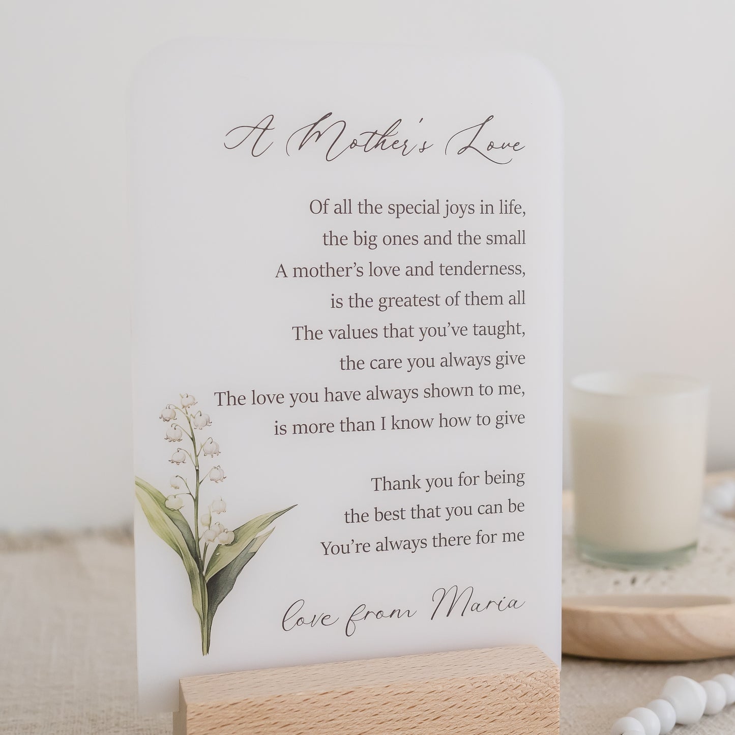 Mother's Day Poem Stand - A Mother's Love