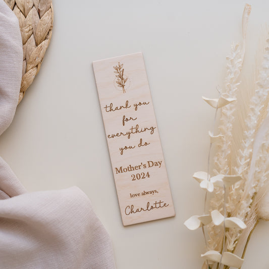 Personalised Mother's Day Bookmark - Wooden