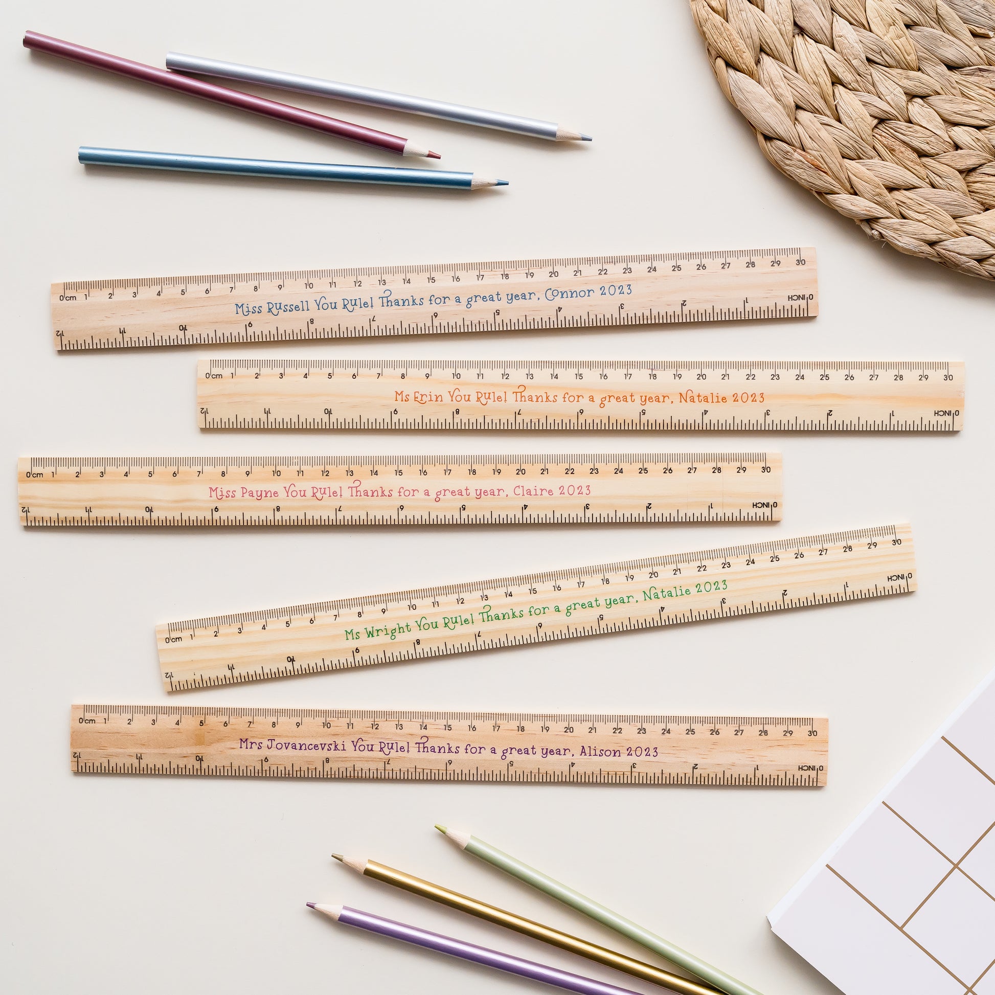 Personalised Wooden Ruler ruler Miss Ali's   