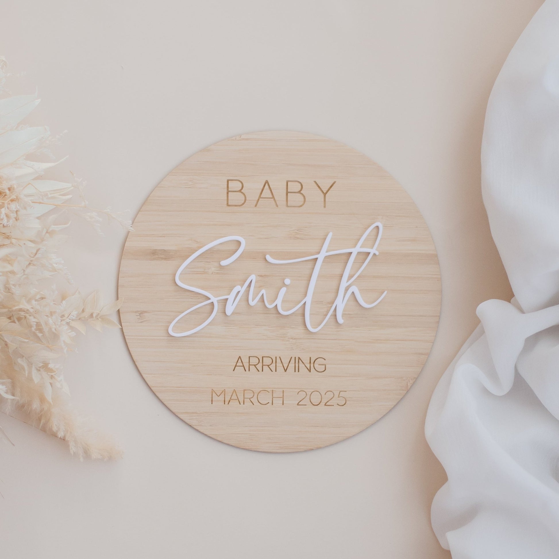 Pregnancy Announcement Wooden Plaque - Bamboo Script personal preg Miss Ali's   