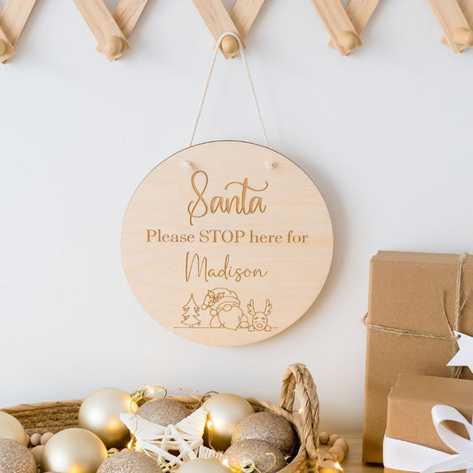 Santa please STOP here - Engraved personal xmas Miss Ali's   