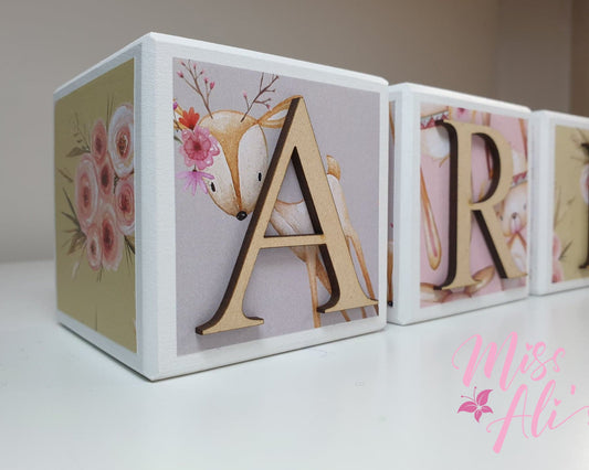 Personalised Baby Name Blocks - Woodland blocks Miss Ali's   