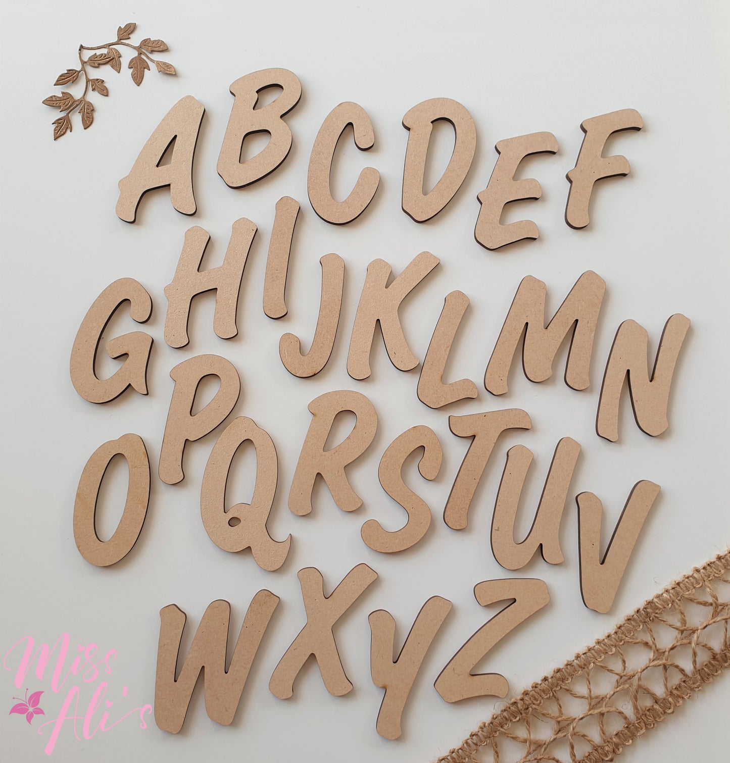 MDF Wooden Individual Letters - CASHEW Font  Miss Ali's   