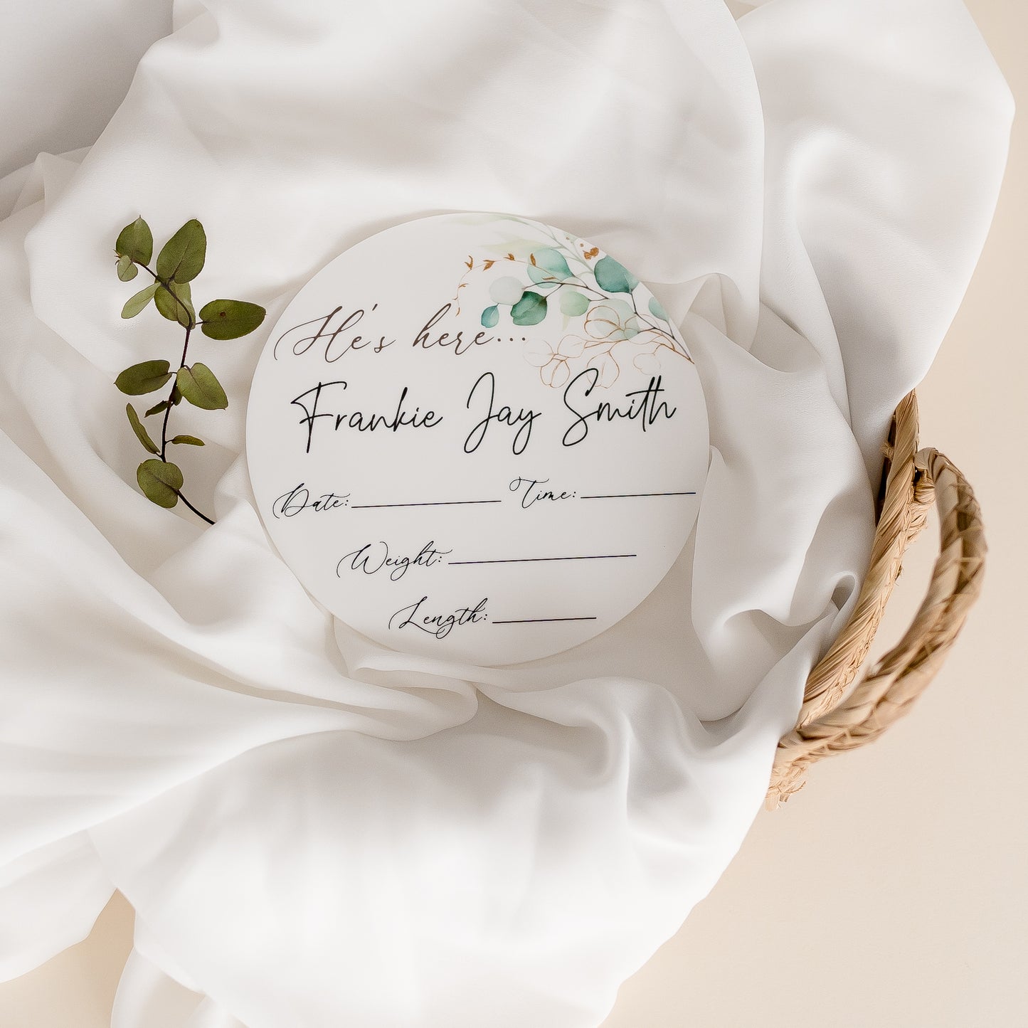 He's here - Personalised fill in the details baby name Miss Ali's   