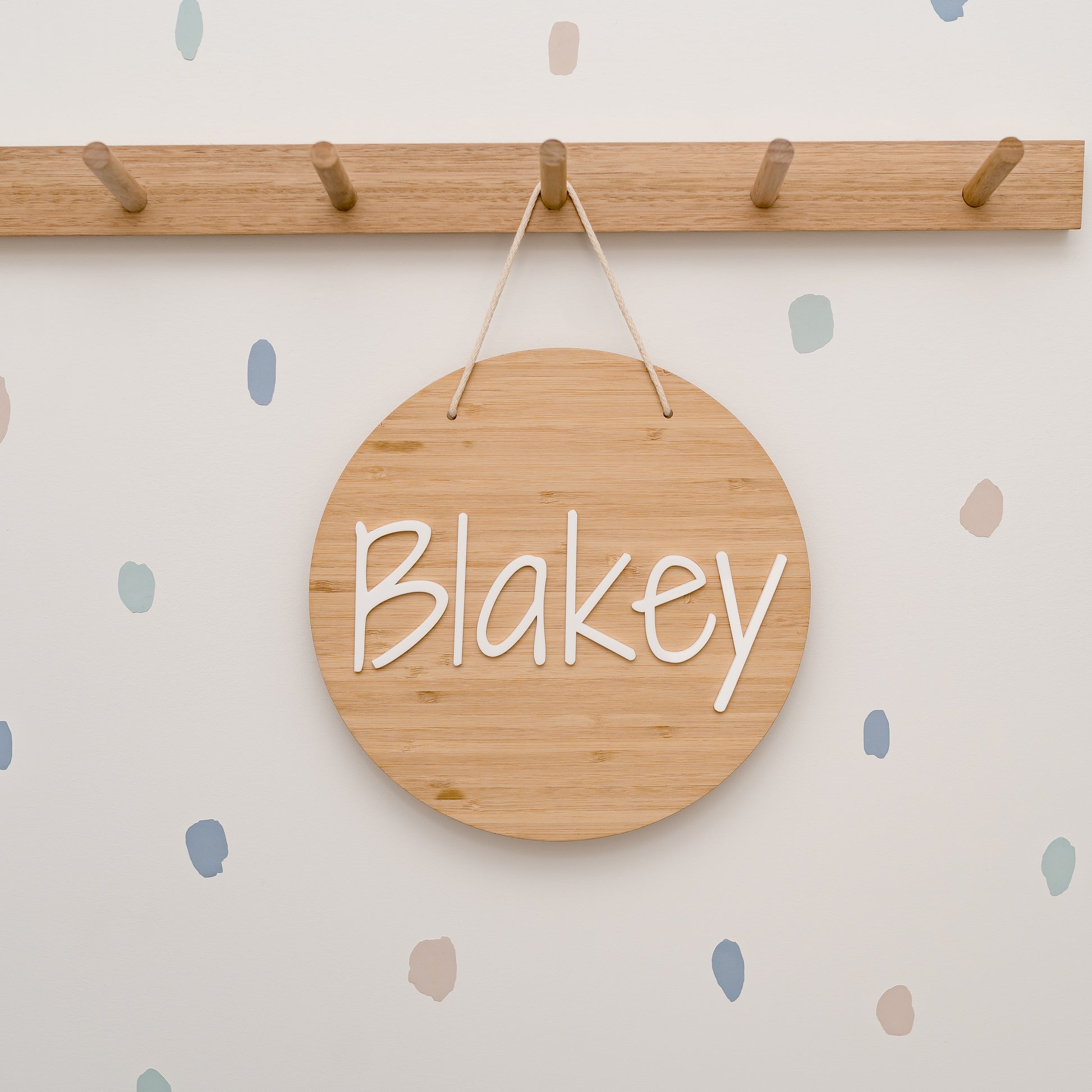 Bamboo Name Plaque - Playful wall plaque Miss Ali's   