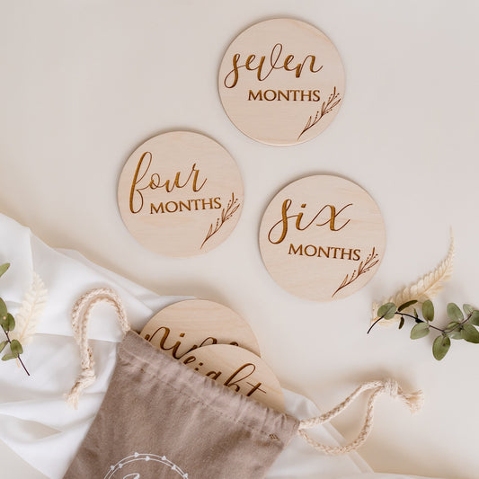 Baby Milestone Wooden Discs - Botanical  Miss Ali's   