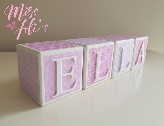 Personalised Baby Name Blocks - Pretty in Pink blocks Miss Ali's   