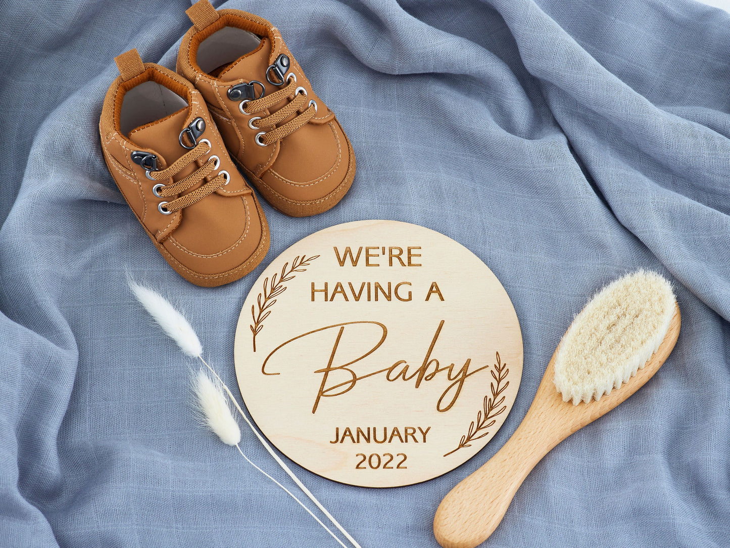 We're having a Baby Plaque Promoted Miss Ali's 15 CM Leaf & Date 