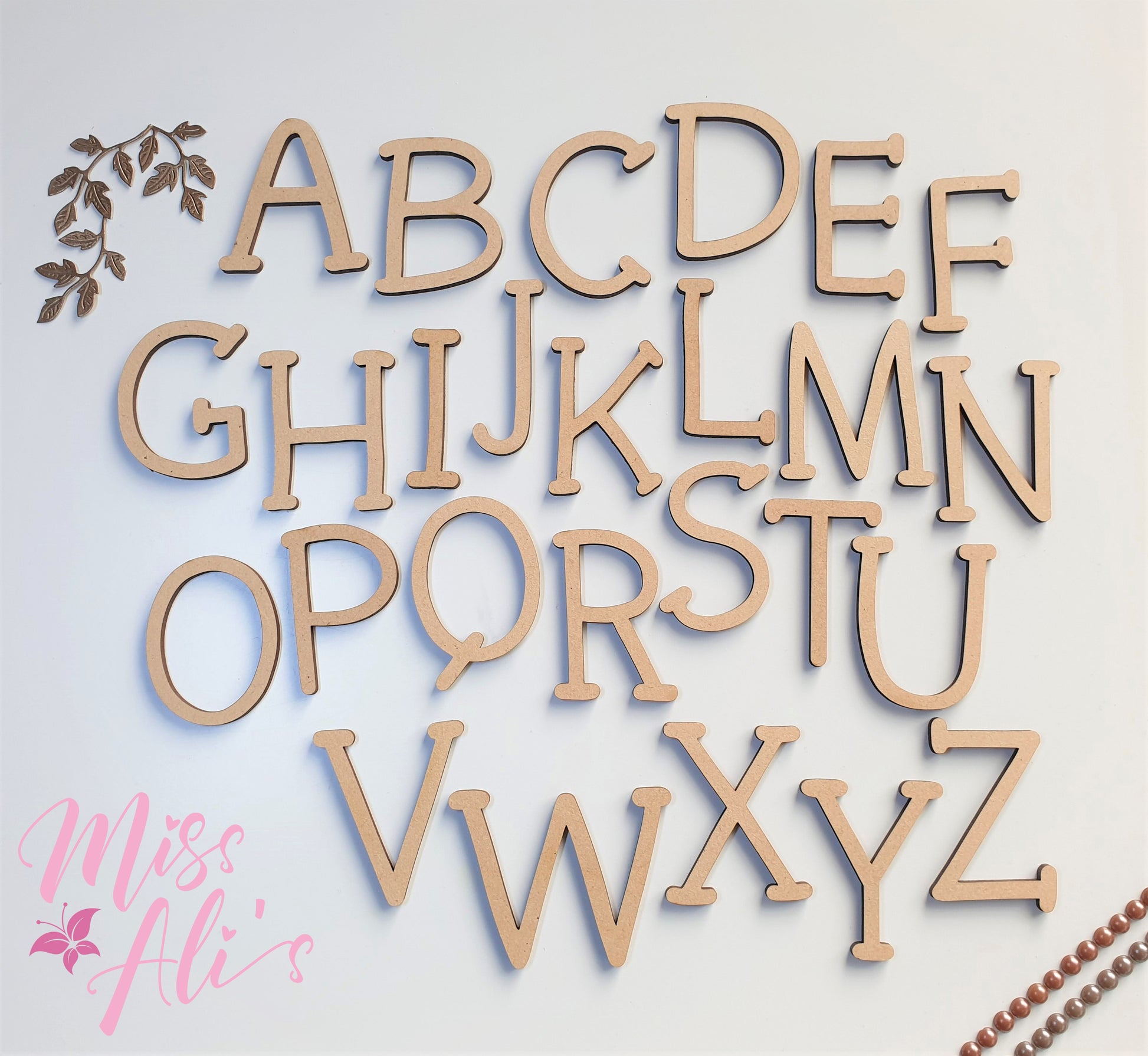 MDF Wooden Individual Letters - PLAYFUL Font MDF letter Miss Ali's   