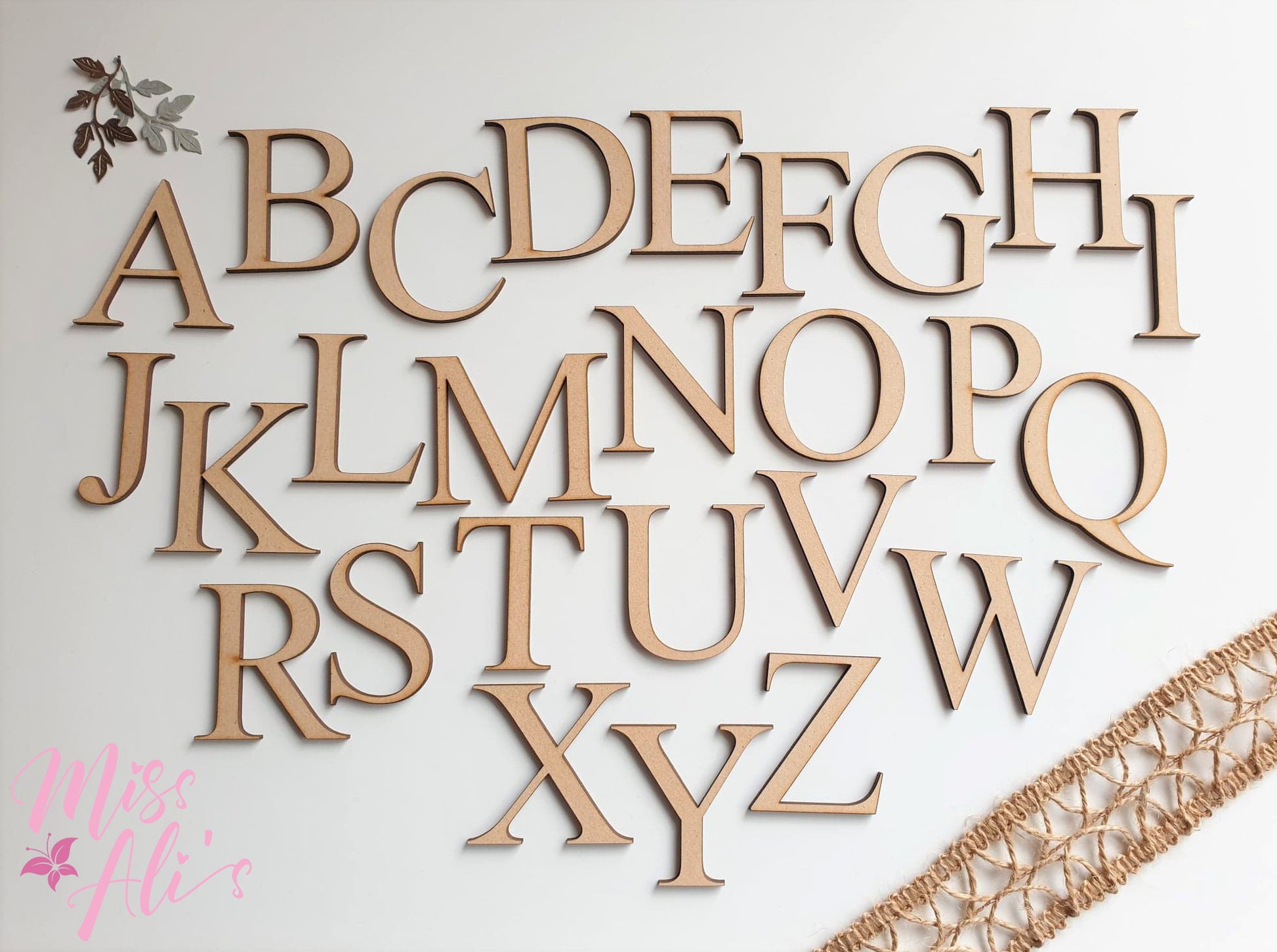 MDF Wooden Individual Letters - TIMES NEW ROMAN Font  Miss Ali's   