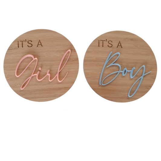 It's A Boy & It's A Girl Plaques - Bamboo  Miss Ali's   