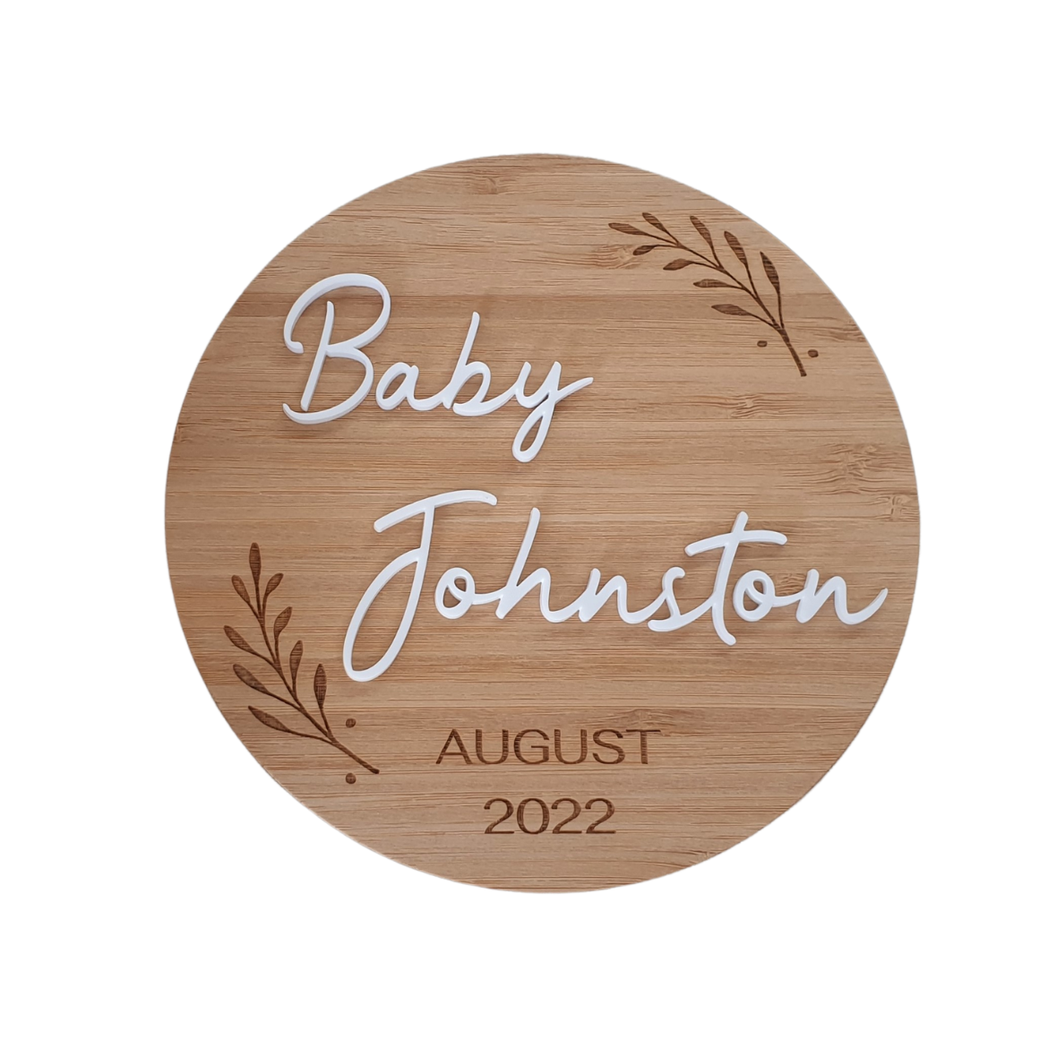 Pregnancy Announcement Wooden Plaque - Bamboo Leaf personal preg Miss Ali's   