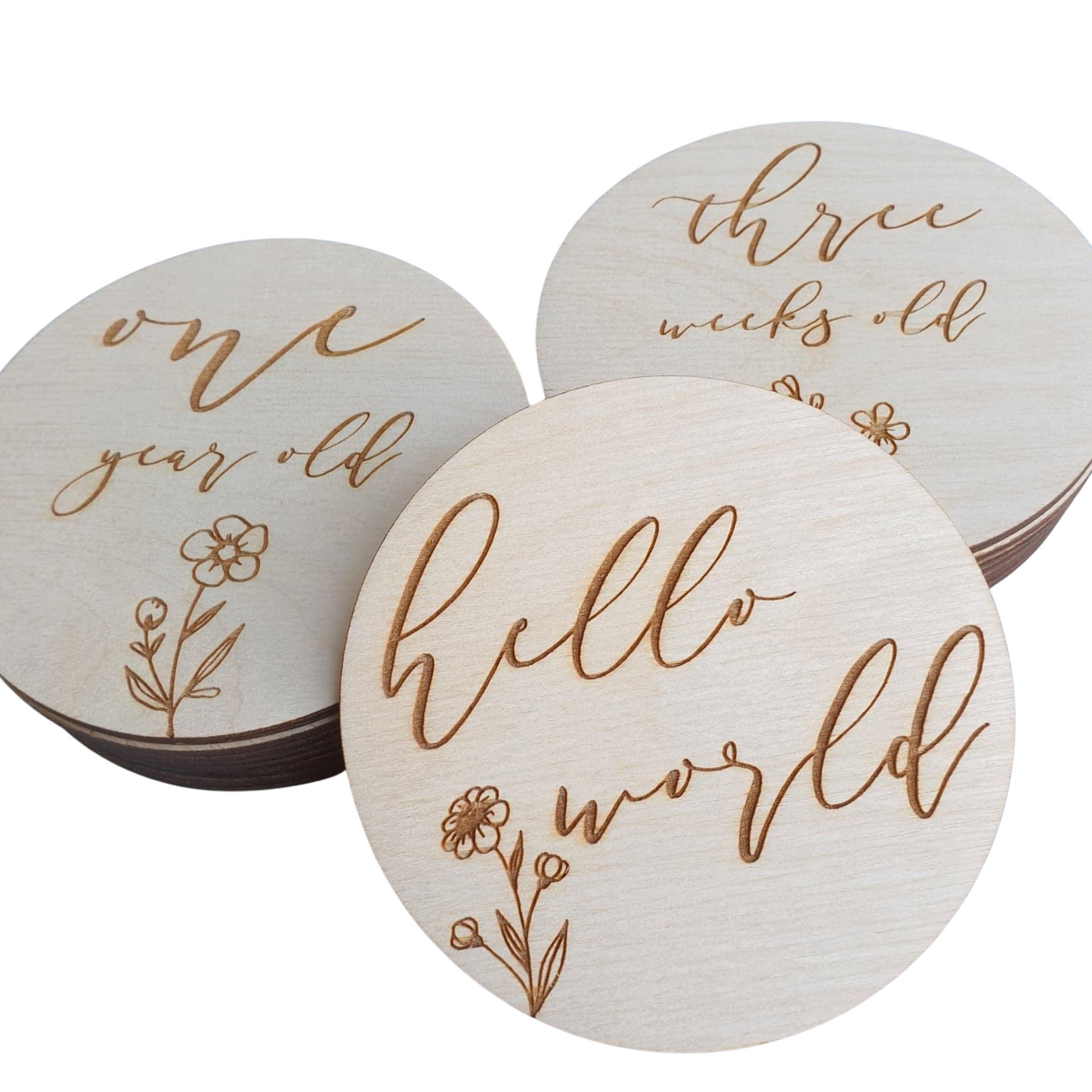 Baby Milestone Wooden Discs - Wildflower  Miss Ali's   