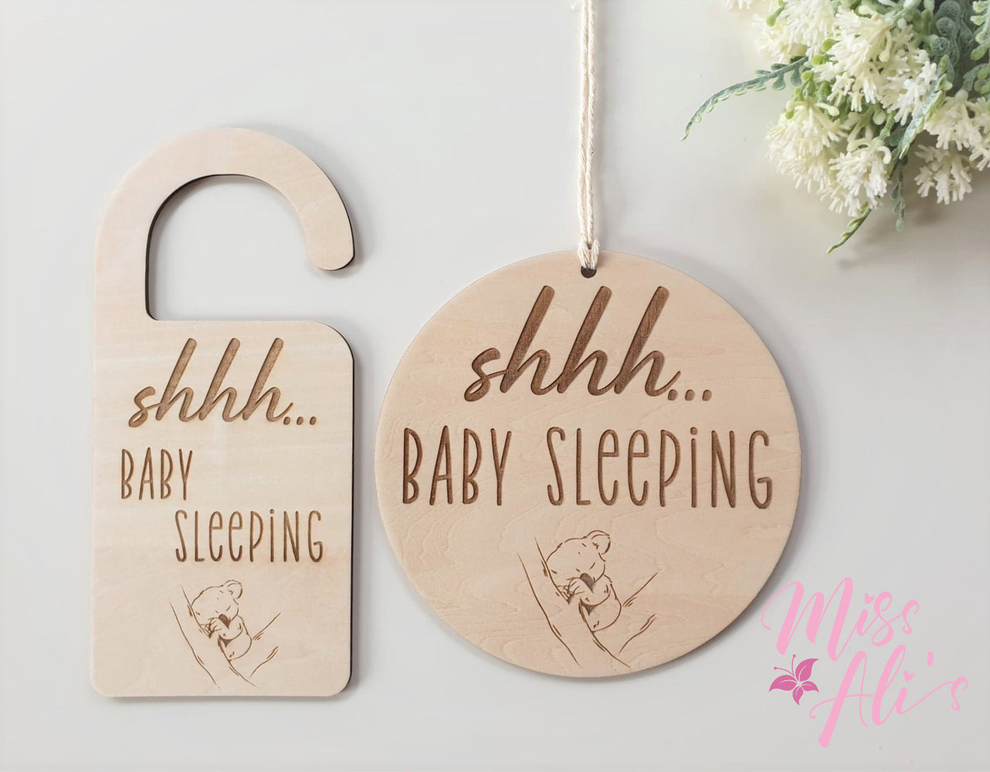 Shhh... Baby Sleeping Plaque  Miss Ali's Set of 2  